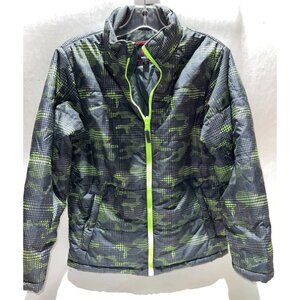 Swiss Tech Puffer Jacket Coat Neon Green Camouflage Youth XL 14-16 Boys